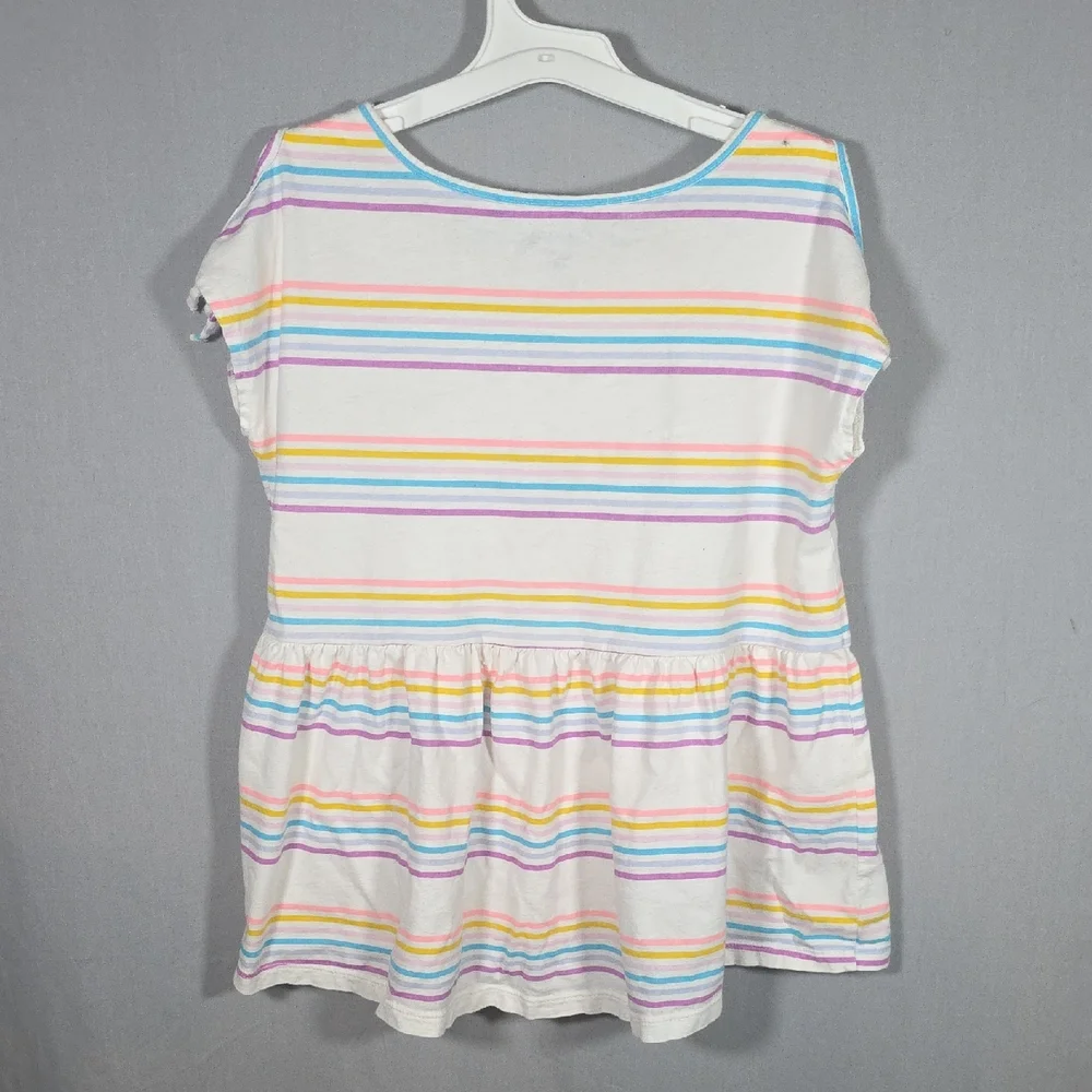 OshKosh B'gosh White Short Sleeve Tee with Peplum Girls Size 10